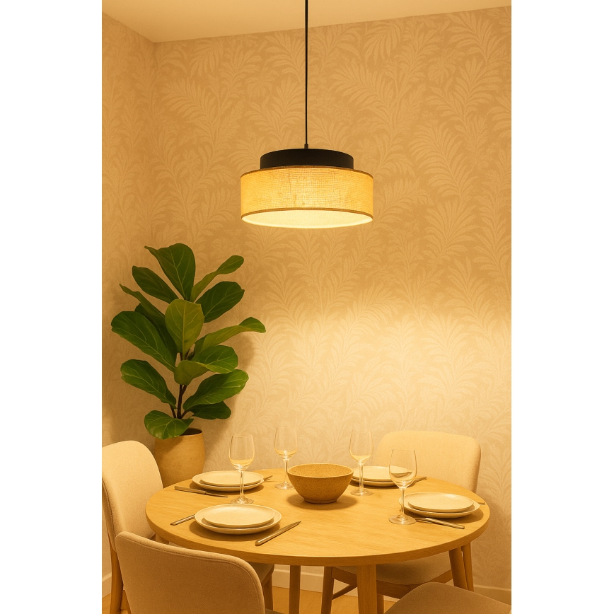 Κρεμαστό φωτιστικό οροφής BOHO 1xE27/60W/230V μαύρο/μπεζ