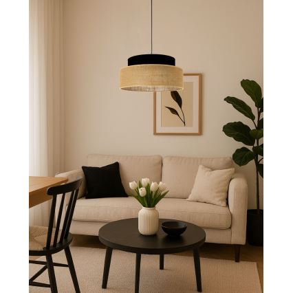 Κρεμαστό φωτιστικό οροφής BOHO 1xE27/60W/230V μαύρο/μπεζ