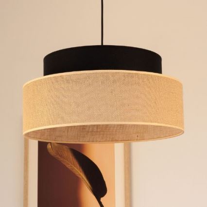 Κρεμαστό φωτιστικό οροφής BOHO 1xE27/60W/230V μαύρο/μπεζ