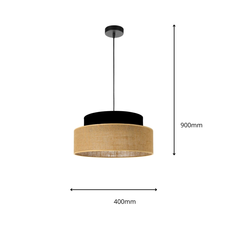 Κρεμαστό φωτιστικό οροφής BOHO 1xE27/60W/230V μαύρο/μπεζ
