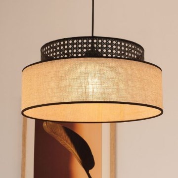 Κρεμαστό φωτιστικό οροφής BOHO 1xE27/60W/230V μαύρο/μπεζ