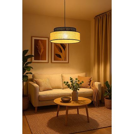 Κρεμαστό φωτιστικό οροφής BOHO 1xE27/60W/230V μαύρο/μπεζ