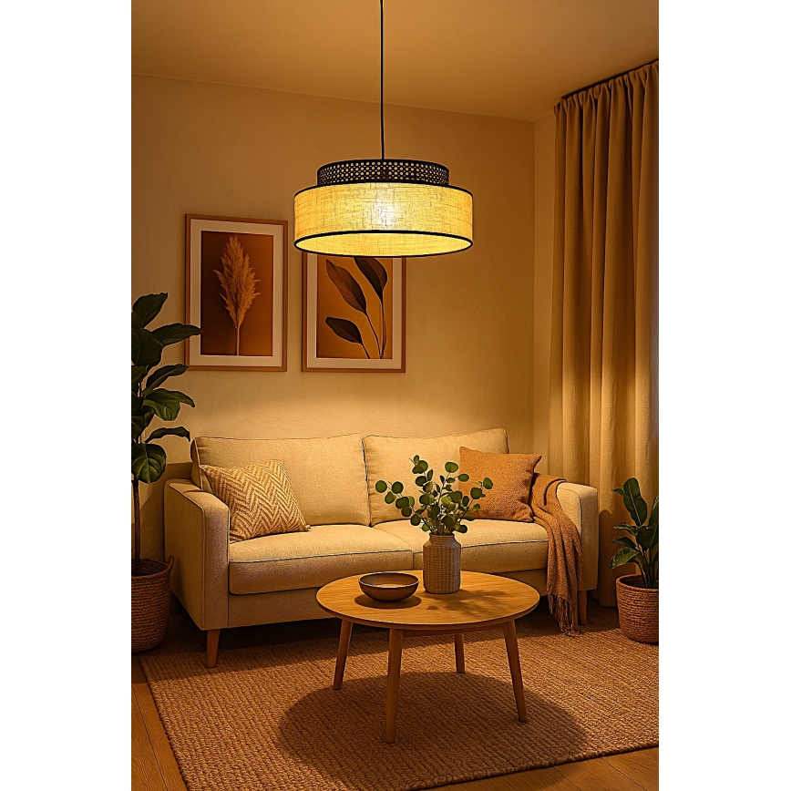 Κρεμαστό φωτιστικό οροφής BOHO 1xE27/60W/230V μαύρο/μπεζ