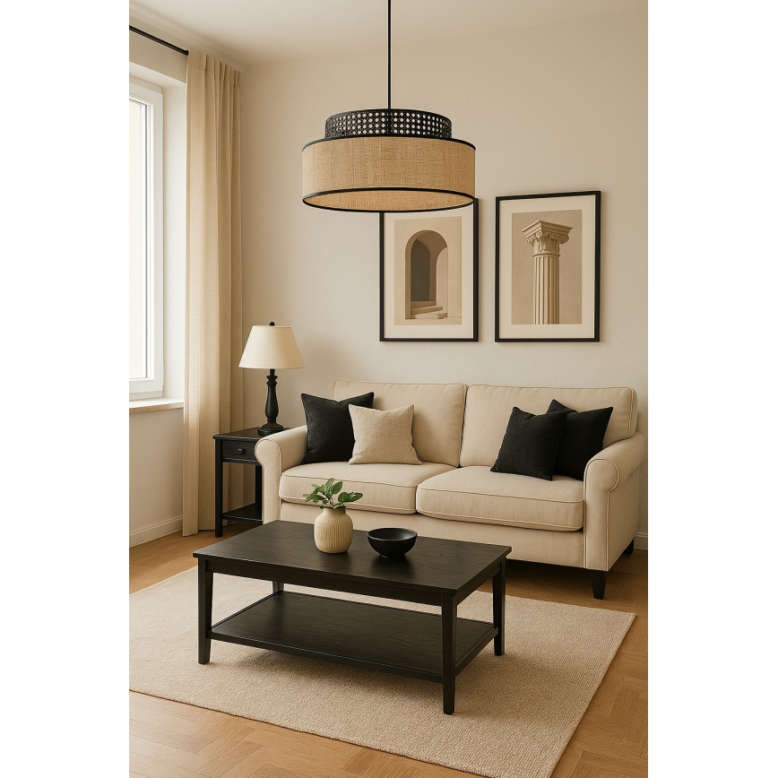 Κρεμαστό φωτιστικό οροφής BOHO 1xE27/60W/230V μαύρο/μπεζ