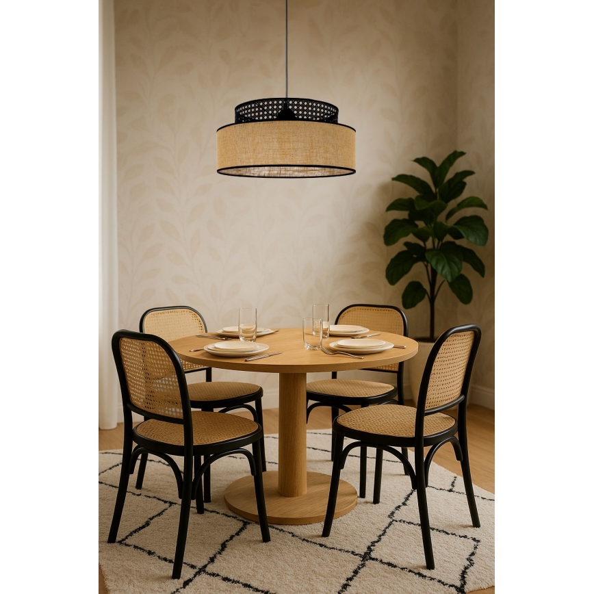 Κρεμαστό φωτιστικό οροφής BOHO 1xE27/60W/230V μαύρο/μπεζ