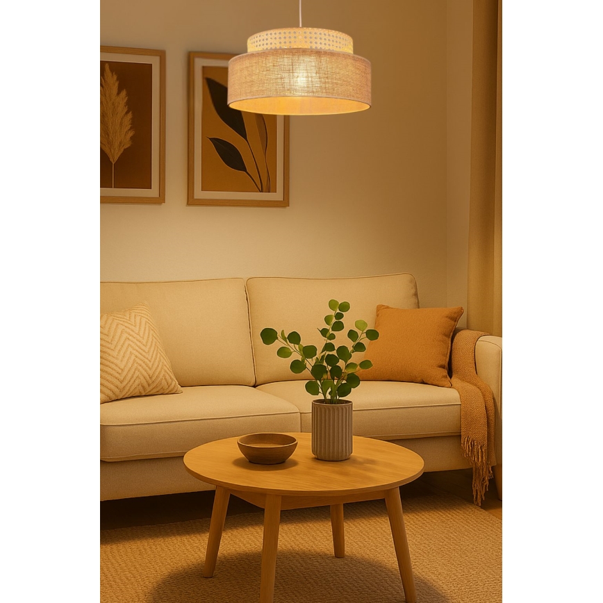 Κρεμαστό φωτιστικό οροφής BOHO 1xE27/60W/230V μπεζ
