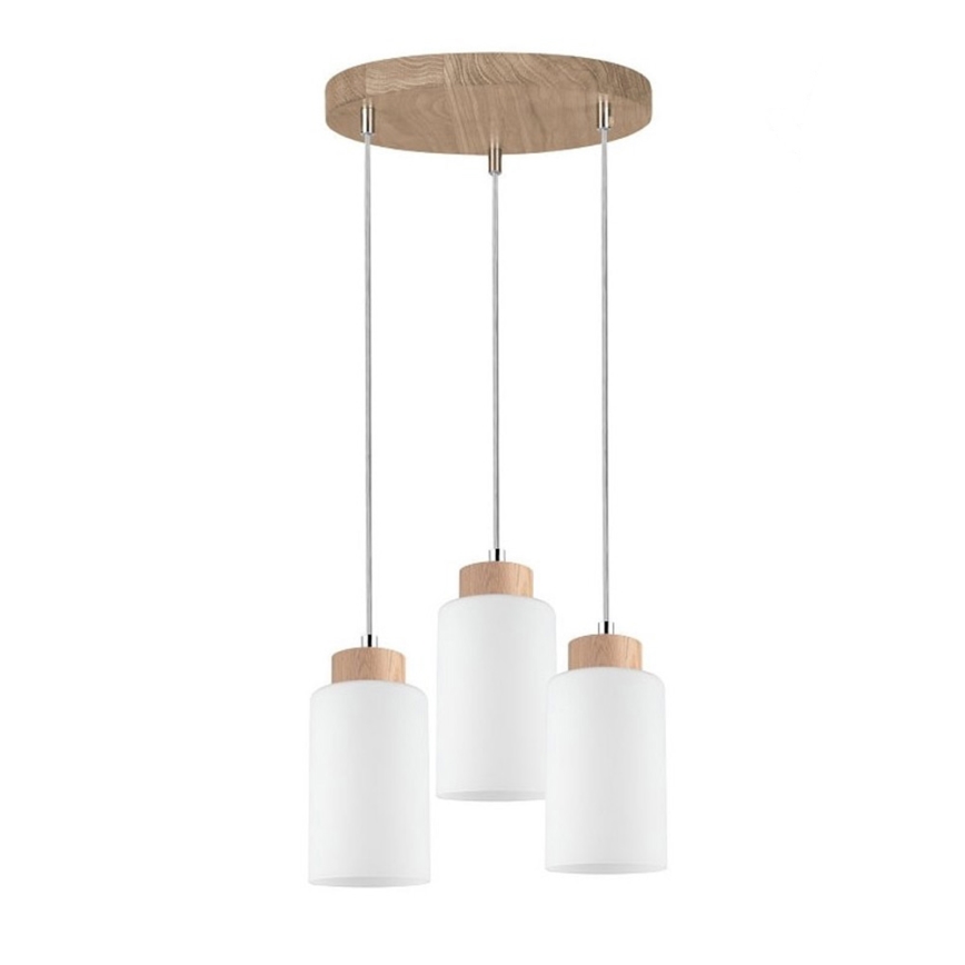 Κρεμαστό φωτιστικό οροφής BOSCO 3xE27/60W/230V δρυς