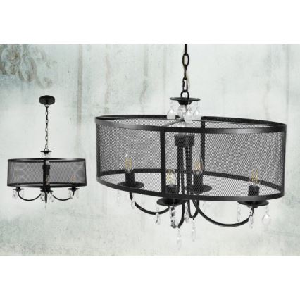 Κρεμαστό φωτιστικό οροφής BRESSO 4xE14/12W/230V μαύρο