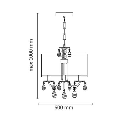 Κρεμαστό φωτιστικό οροφής BRESSO 4xE14/12W/230V μαύρο