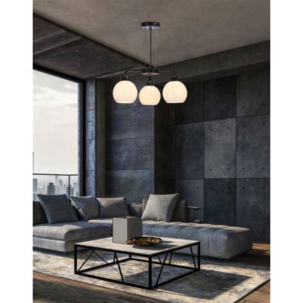 Κρεμαστό φωτιστικό οροφής CALDERA 3xE27/60W/230V μαύρο