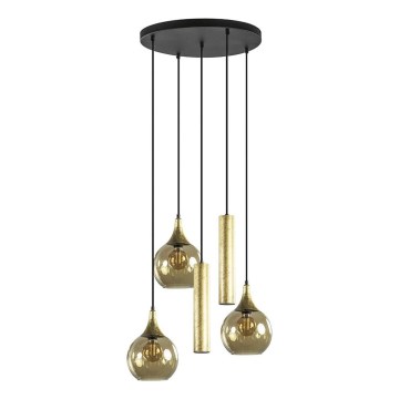 Κρεμαστό φωτιστικό οροφής CALYPSO 2xGU10/60W/230V + 3xE27/60W μαύρο/χρυσό