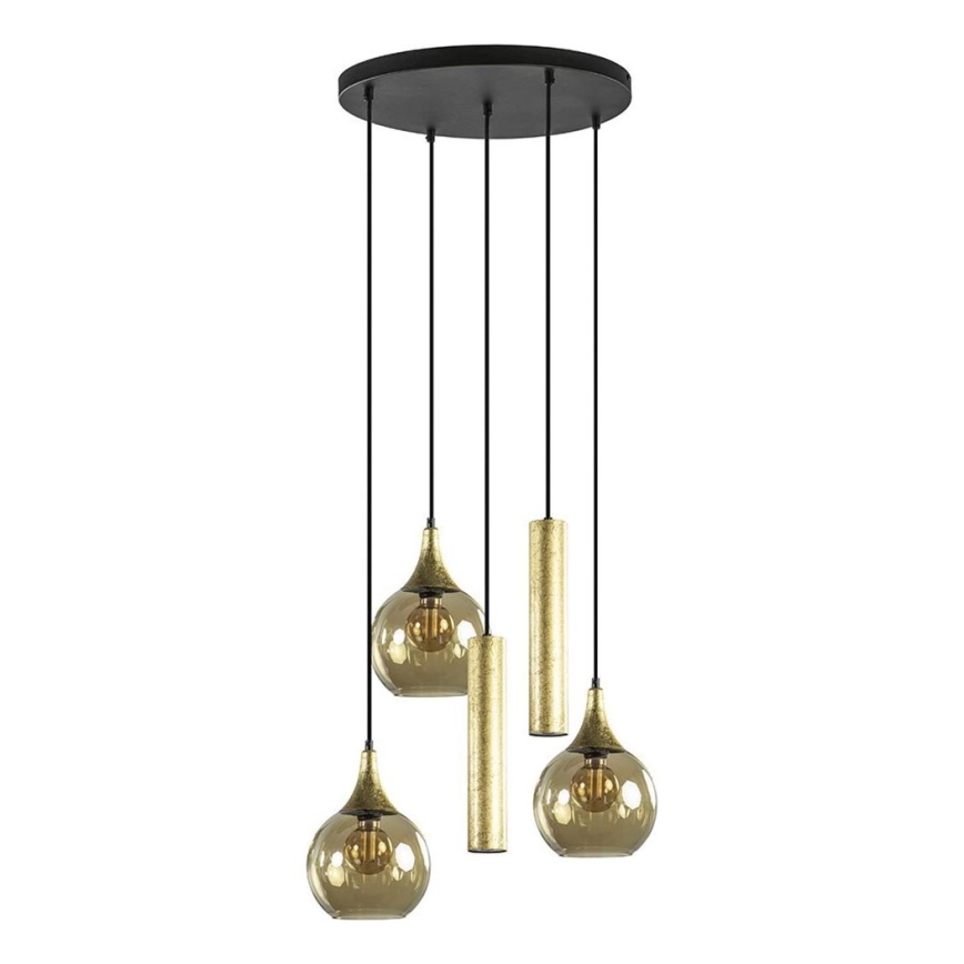 Κρεμαστό φωτιστικό οροφής CALYPSO 2xGU10/60W/230V + 3xE27/60W μαύρο/χρυσό