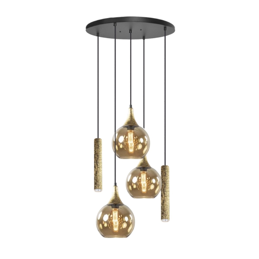 Κρεμαστό φωτιστικό οροφής CALYPSO 2xGU10/60W/230V + 3xE27/60W μαύρο/χρυσό