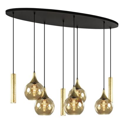 Κρεμαστό φωτιστικό οροφής CALYPSO 3xGU10/60W/230V + 5xE27/60W μαύρο/χρυσό