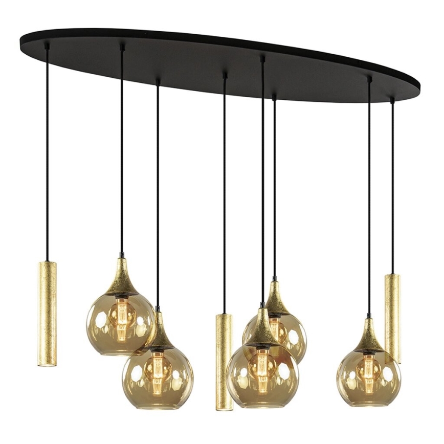 Κρεμαστό φωτιστικό οροφής CALYPSO 3xGU10/60W/230V + 5xE27/60W μαύρο/χρυσό