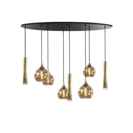 Κρεμαστό φωτιστικό οροφής CALYPSO 3xGU10/60W/230V + 5xE27/60W μαύρο/χρυσό
