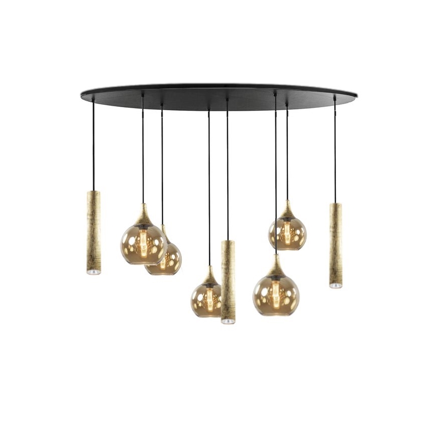 Κρεμαστό φωτιστικό οροφής CALYPSO 3xGU10/60W/230V + 5xE27/60W μαύρο/χρυσό