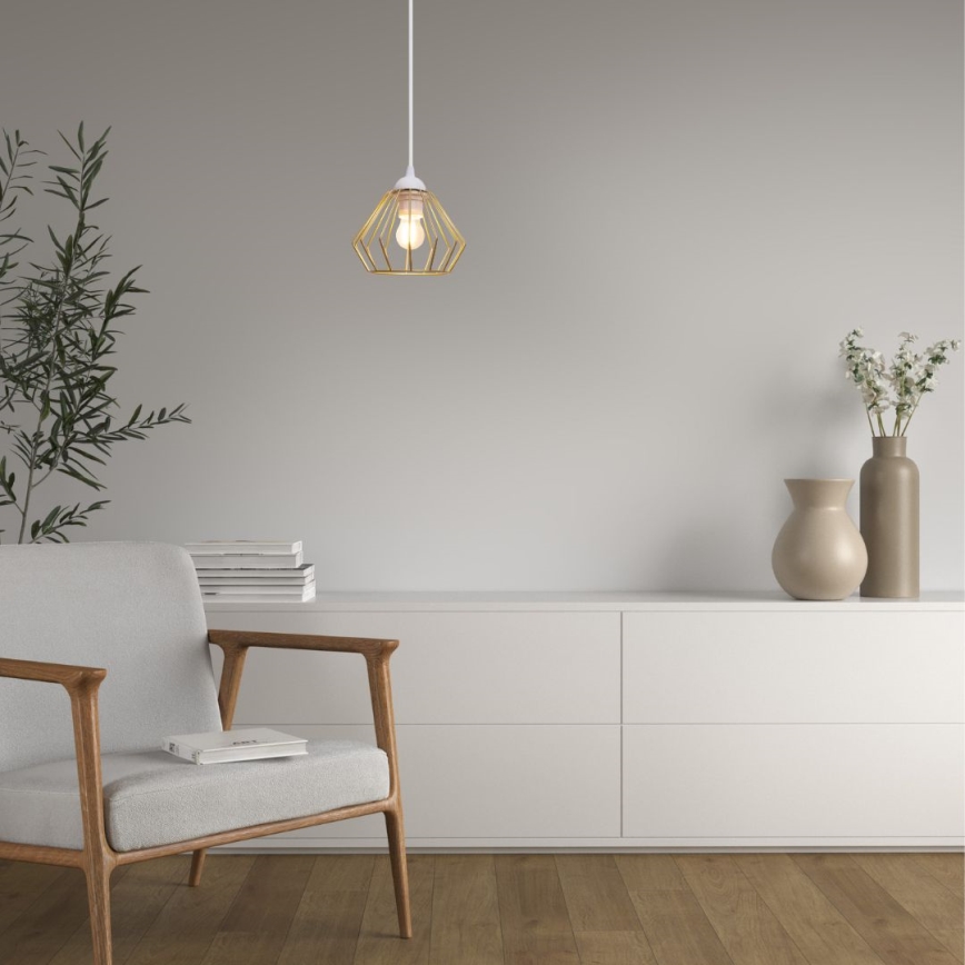 Κρεμαστό φωτιστικό οροφής CEED GOLD 1xE27/60W/230V διάμετρος 17,5 cm λευκό/χρυσαφί