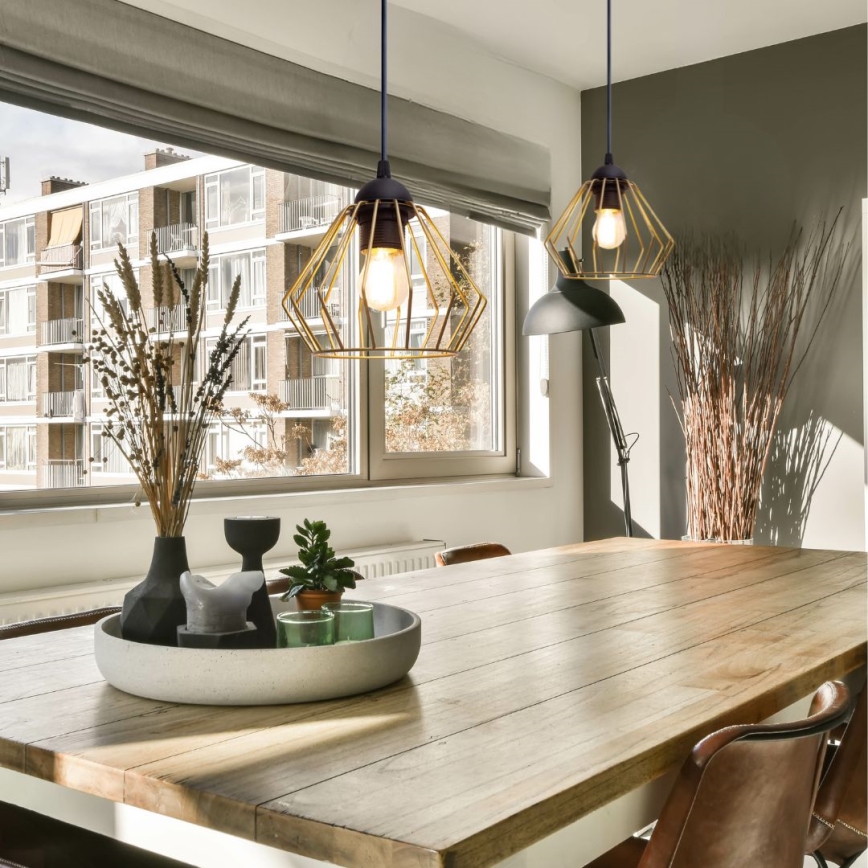 Κρεμαστό φωτιστικό οροφής CEED GOLD 1xE27/60W/230V διάμετρος 17,5 cm μαύρο/χρυσαφί