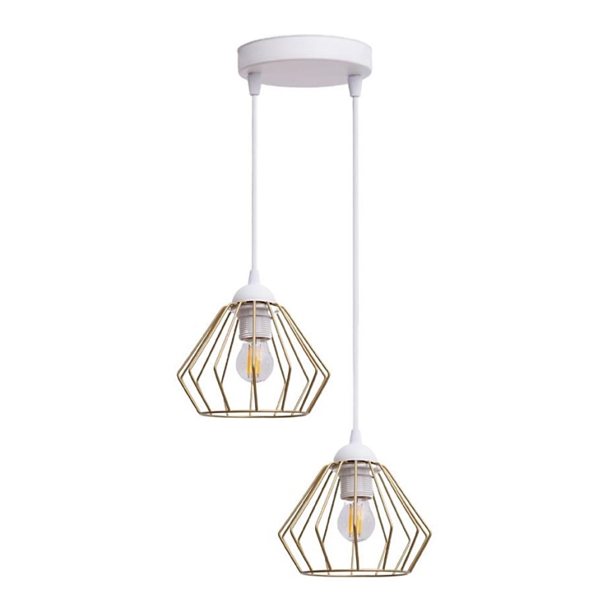 Κρεμαστό φωτιστικό οροφής CEED GOLD 2xE27/60W/230V διάμετρος 28 cm λευκό/χρυσαφί