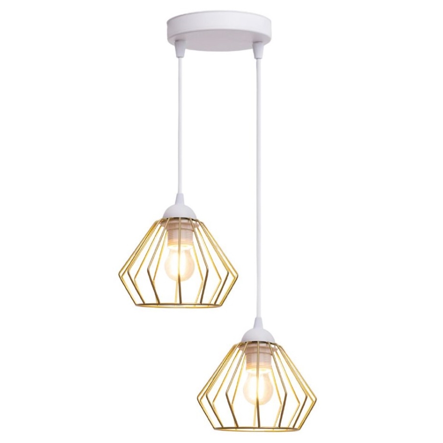 Κρεμαστό φωτιστικό οροφής CEED GOLD 2xE27/60W/230V διάμετρος 28 cm λευκό/χρυσαφί