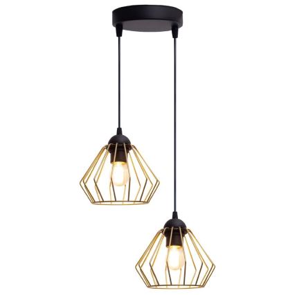 Κρεμαστό φωτιστικό οροφής CEED GOLD 2xE27/60W/230V διάμετρος 28 cm μαύρο/χρυσαφί