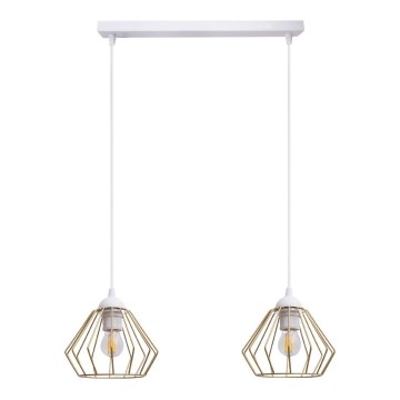 Κρεμαστό φωτιστικό οροφής CEED GOLD 2xE27/60W/230V λευκό/χρυσαφί