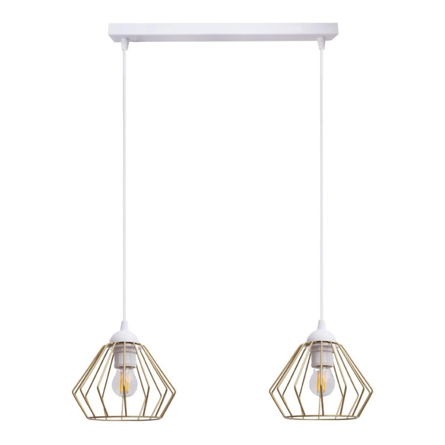 Κρεμαστό φωτιστικό οροφής CEED GOLD 2xE27/60W/230V λευκό/χρυσαφί