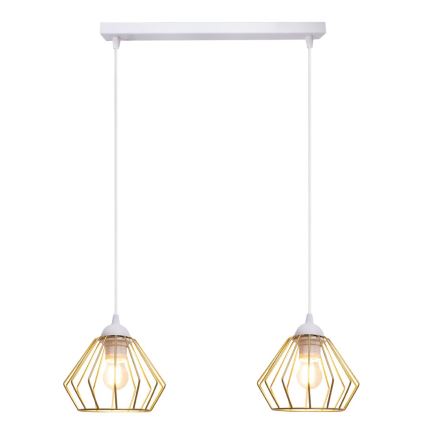 Κρεμαστό φωτιστικό οροφής CEED GOLD 2xE27/60W/230V λευκό/χρυσαφί