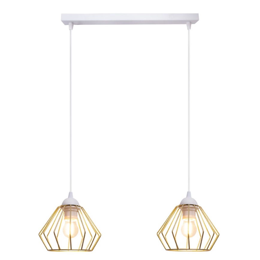 Κρεμαστό φωτιστικό οροφής CEED GOLD 2xE27/60W/230V λευκό/χρυσαφί