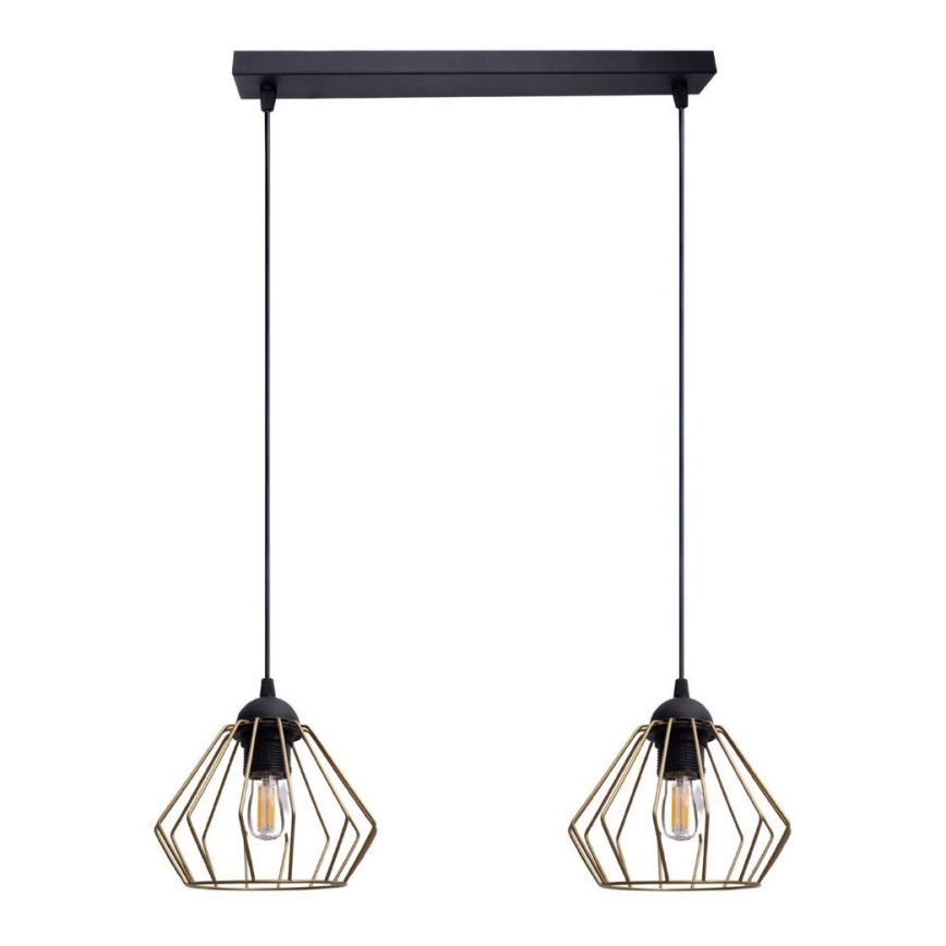 Κρεμαστό φωτιστικό οροφής CEED GOLD 2xE27/60W/230V μαύρο/χρυσαφί