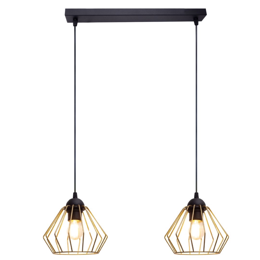 Κρεμαστό φωτιστικό οροφής CEED GOLD 2xE27/60W/230V μαύρο/χρυσαφί