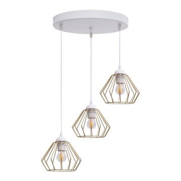 Κρεμαστό φωτιστικό οροφής CEED GOLD 3xE27/60W/230V διάμετρος 45 cm λευκό/χρυσαφί