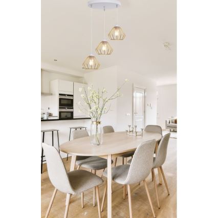 Κρεμαστό φωτιστικό οροφής CEED GOLD 3xE27/60W/230V διάμετρος 45 cm λευκό/χρυσαφί