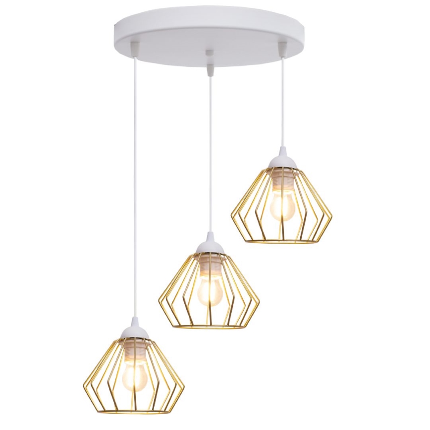 Κρεμαστό φωτιστικό οροφής CEED GOLD 3xE27/60W/230V διάμετρος 45 cm λευκό/χρυσαφί