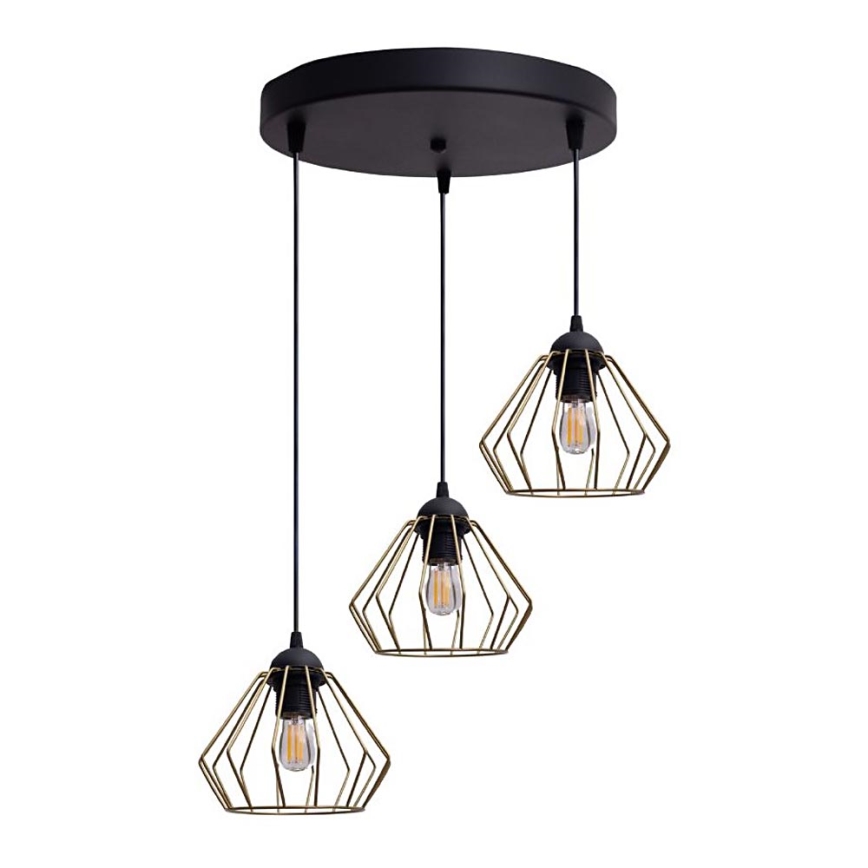 Κρεμαστό φωτιστικό οροφής CEED GOLD 3xE27/60W/230V διάμετρος 45 cm μαύρο/χρυσαφί