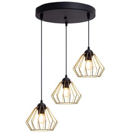 Κρεμαστό φωτιστικό οροφής CEED GOLD 3xE27/60W/230V διάμετρος 45 cm μαύρο/χρυσαφί