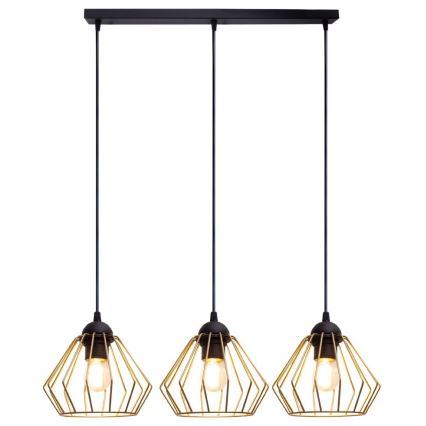 Κρεμαστό φωτιστικό οροφής CEED GOLD 3xE27/60W/230V μαύρο/χρυσαφί