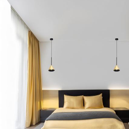 Κρεμαστό φωτιστικό οροφής CONE 1xGU10/10W/230V χρυσό/μαύρο