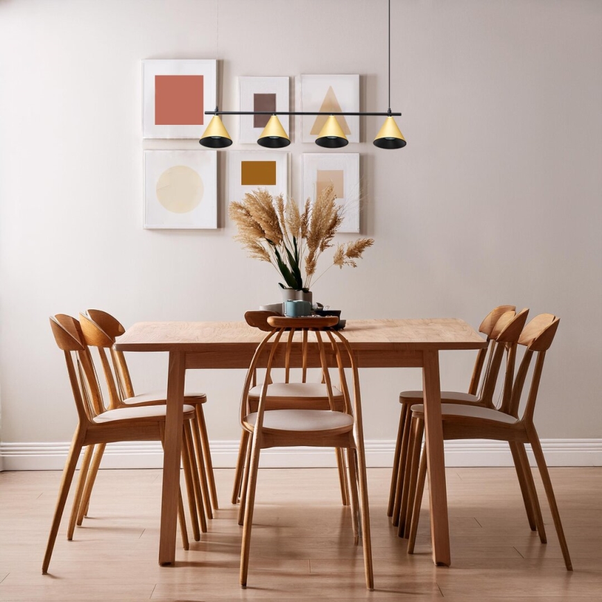 Κρεμαστό φωτιστικό οροφής CONE 4xGU10/10W/230V χρυσό/μαύρο
