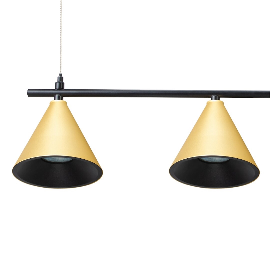 Κρεμαστό φωτιστικό οροφής CONE 4xGU10/10W/230V χρυσό/μαύρο