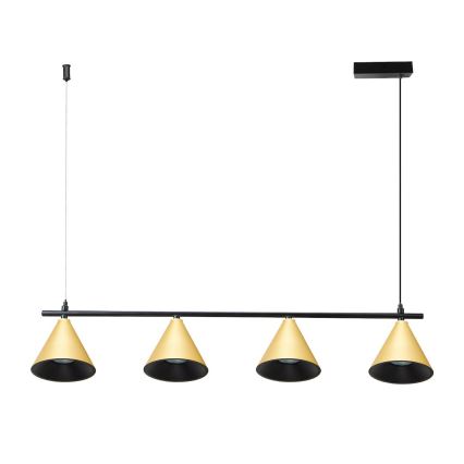 Κρεμαστό φωτιστικό οροφής CONE 4xGU10/10W/230V χρυσό/μαύρο