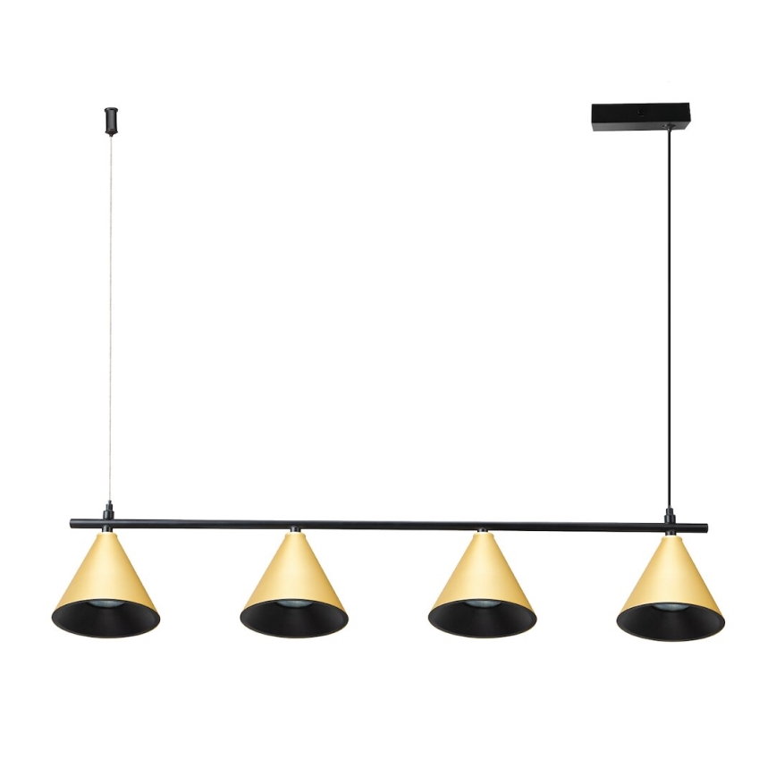 Κρεμαστό φωτιστικό οροφής CONE 4xGU10/10W/230V χρυσό/μαύρο
