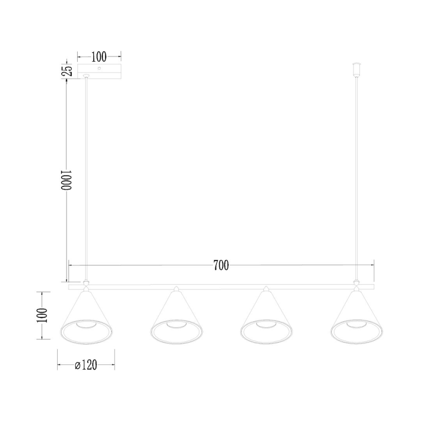 Κρεμαστό φωτιστικό οροφής CONE 4xGU10/10W/230V χρυσό/μαύρο