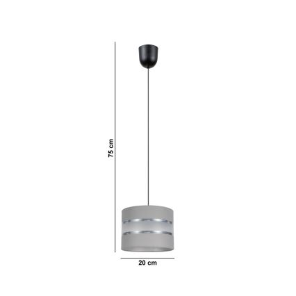 Κρεμαστό φωτιστικό οροφής CORAL 1xE27/60W/230V δ. 20 cm γκρι