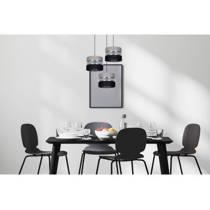Κρεμαστό φωτιστικό οροφής CORAL 3xE27/60W/230V μαύρο/γκρι/ματ χρώμιο διάμετρος 45 cm