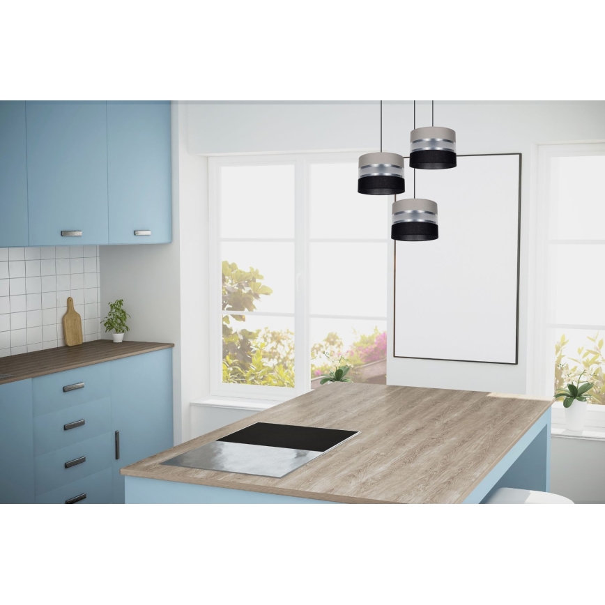 Κρεμαστό φωτιστικό οροφής CORAL 3xE27/60W/230V μαύρο/γκρι/ματ χρώμιο διάμετρος 45 cm
