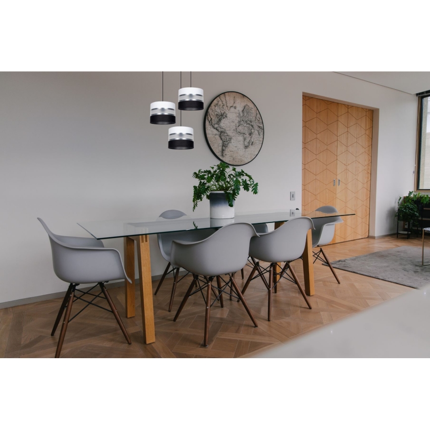Κρεμαστό φωτιστικό οροφής CORAL 3xE27/60W/230V μαύρο/λευκό/ματ χρώμιο διάμετρος 45 cm
