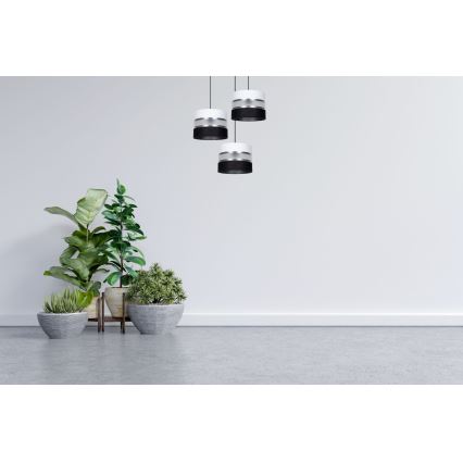 Κρεμαστό φωτιστικό οροφής CORAL 3xE27/60W/230V μαύρο/λευκό/ματ χρώμιο διάμετρος 45 cm
