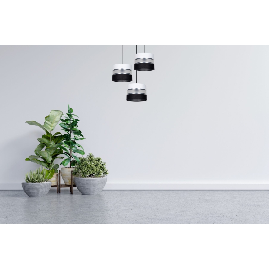 Κρεμαστό φωτιστικό οροφής CORAL 3xE27/60W/230V μαύρο/λευκό/ματ χρώμιο διάμετρος 45 cm